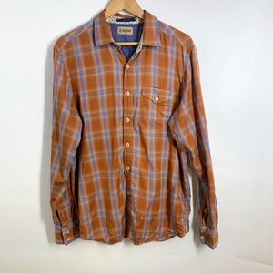 Tommy Bahama Men's Long Sleeve Plaid Button‎ Down Shirt Tan Blue M
